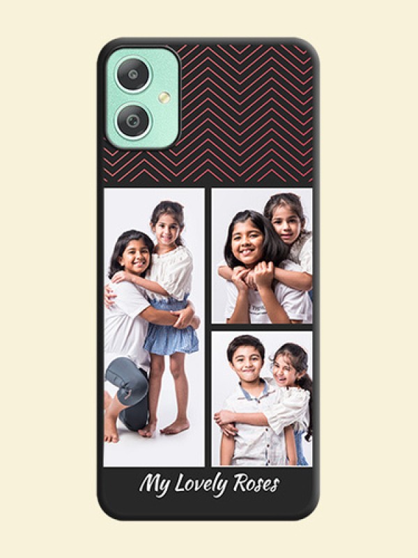 Wave Pattern with 3 Image Holder On Space Black Custom Soft Matte Mobile Back Cover - Galaxy M05