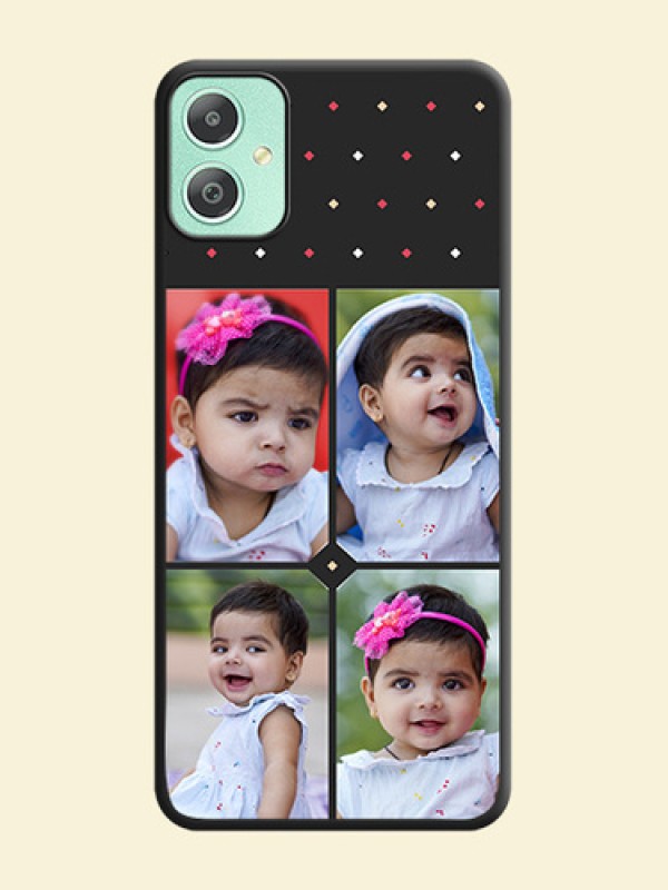 Multicolor Dotted Pattern with 4 Image Holder On Space Black Custom Soft Matte Mobile Back Cover - Galaxy M05