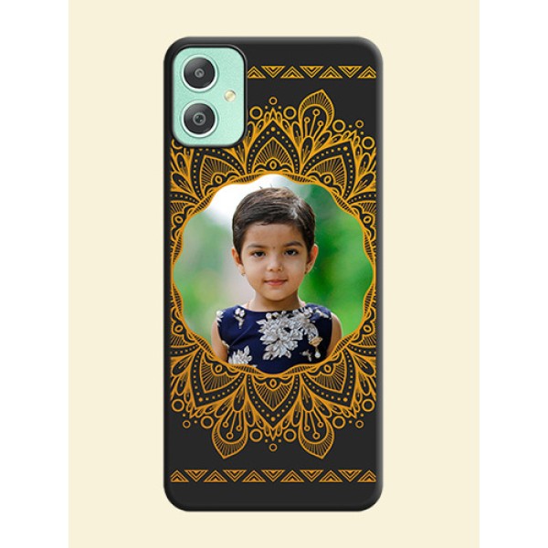Round Image with Floral Design On Space Black Custom Soft Matte Mobile Back Cover - Galaxy M05 Round Image with Floral Design On Space Black Custom Soft Matte Mobile Back Cover - Galaxy M05