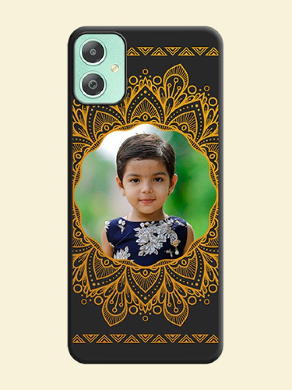 Round Image with Floral Design On Space Black Custom Soft Matte Mobile Back Cover - Galaxy M05