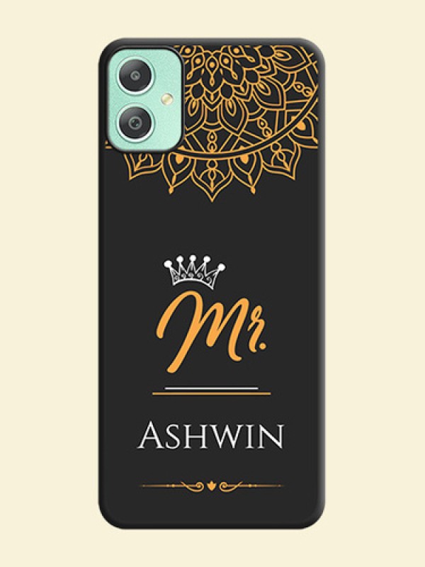 Mr Name with Floral Design On Space Black Custom Soft Matte Mobile Back Cover - Galaxy M05