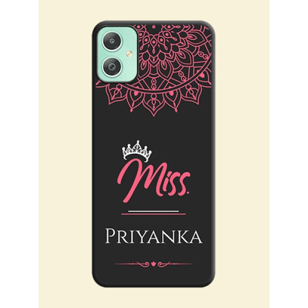Mrs Name with Floral Design On Space Black Custom Soft Matte Mobile Back Cover - Galaxy M05 Mrs Name with Floral Design On Space Black Custom Soft Matte Mobile Back Cover - Galaxy M05