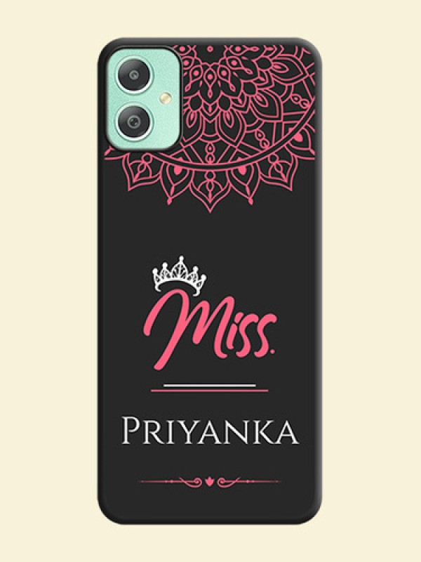Mrs Name with Floral Design On Space Black Custom Soft Matte Mobile Back Cover - Galaxy M05