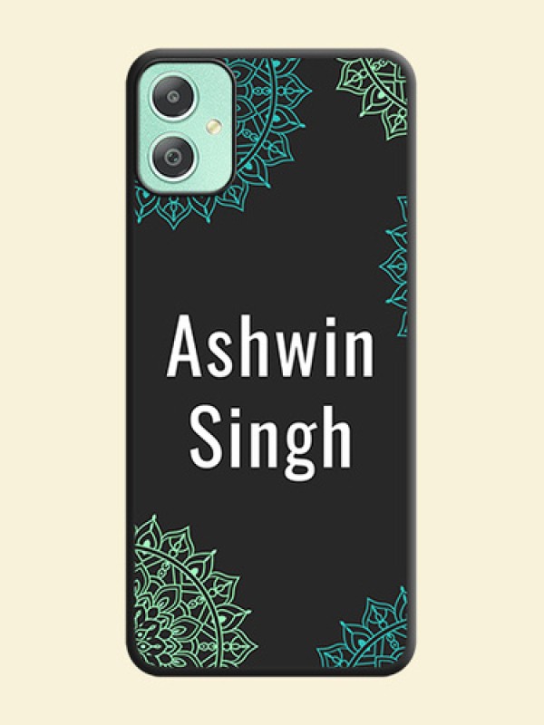 Your Name with Floral Design On Space Black Custom Soft Matte Mobile Back Cover - Galaxy M05