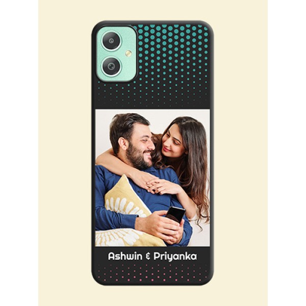 Faded Dots with Grunge Photo Frame and Text On Space Black Custom Soft Matte Mobile Back Cover - Galaxy M05 Faded Dots with Grunge Photo Frame and Text On Space Black Custom Soft Matte Mobile Back Cover - Galaxy M05