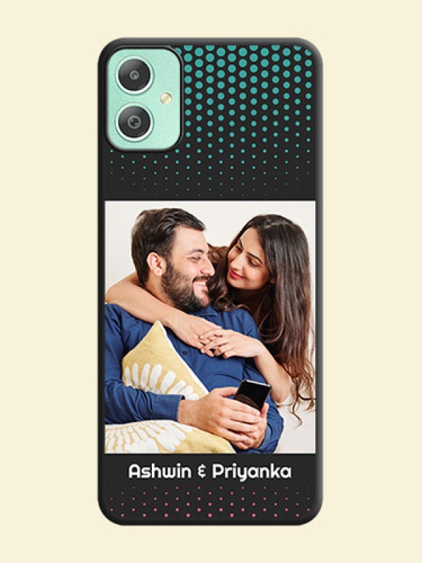 Faded Dots with Grunge Photo Frame and Text On Space Black Custom Soft Matte Mobile Back Cover - Galaxy M05