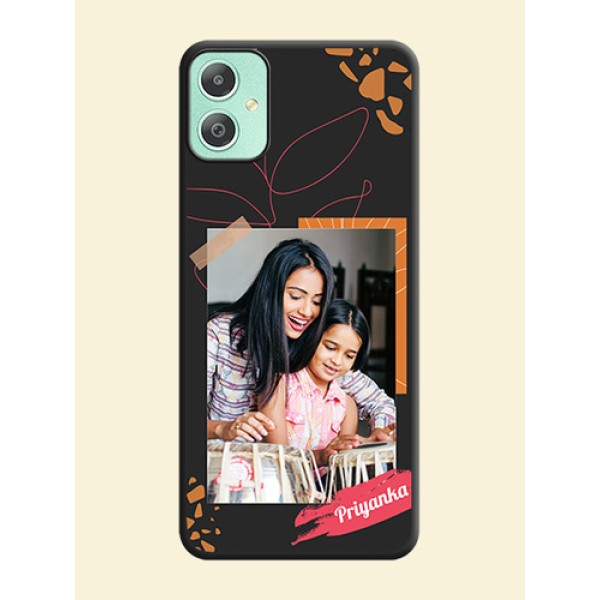 Orange Photo Frame On Space Black Custom Soft Matte Mobile Back Cover - Galaxy M05 Orange Photo Frame On Space Black Custom Soft Matte Mobile Back Cover - Galaxy M05