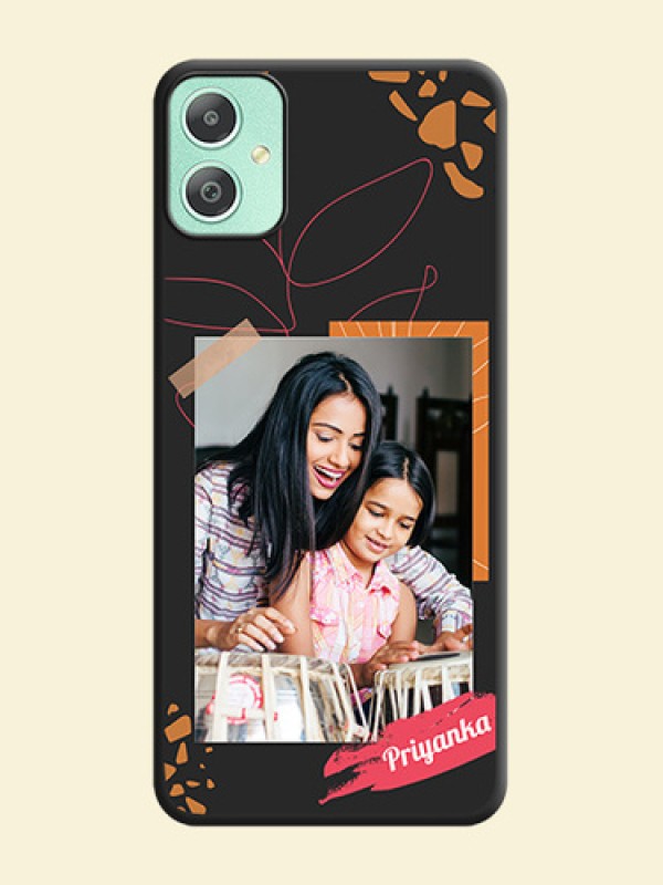 Orange Photo Frame On Space Black Custom Soft Matte Mobile Back Cover - Galaxy M05