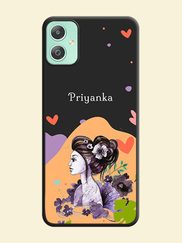 Namecase For Her With Fancy Lady Image On Space Black Custom Soft Matte Mobile Back Cover - Galaxy M05