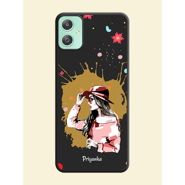 Mordern Lady With Color Splash Background With Custom Text On Space Black Custom Soft Matte Mobile Back Cover - Galaxy M05