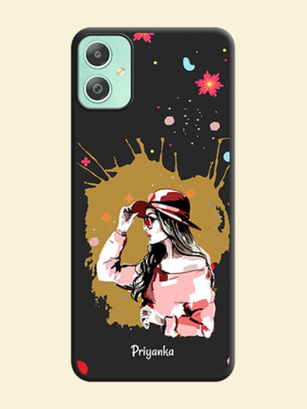 Mordern Lady With Color Splash Background With Custom Text On Space Black Custom Soft Matte Mobile Back Cover - Galaxy M05