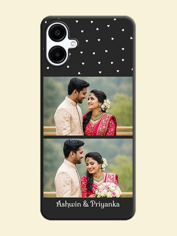 Miniature Love Symbols with Name On Space Black Custom Soft Matte Mobile Back Cover - Galaxy M06