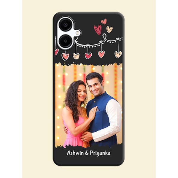 Pink Love Hangings with Name On Space Black Custom Soft Matte Mobile Back Cover - Galaxy M06 Pink Love Hangings with Name On Space Black Custom Soft Matte Mobile Back Cover - Galaxy M06