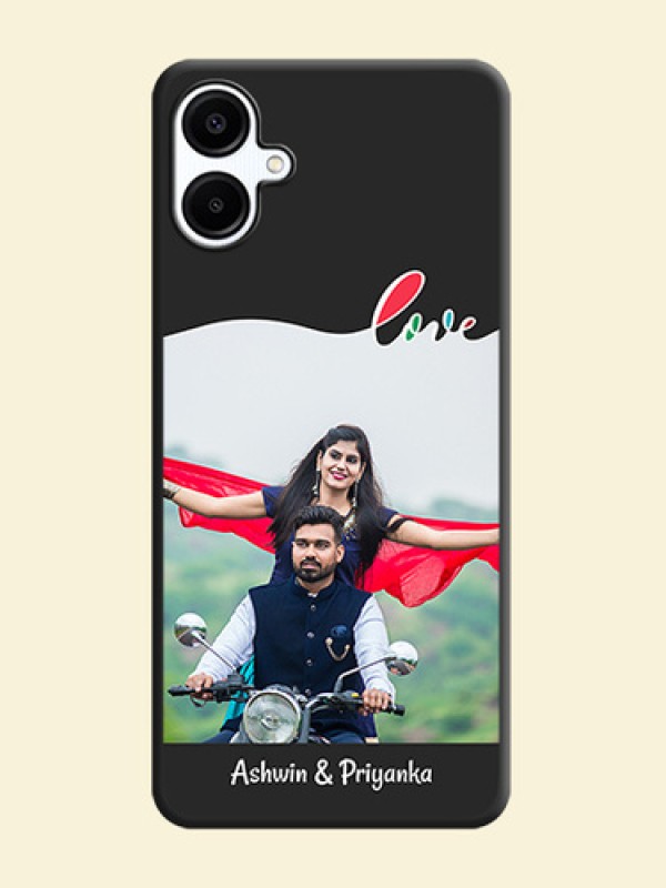 Fall in Love Pattern with Picture on Photo On Space Black Custom Soft Matte Mobile Back Cover - Galaxy M06