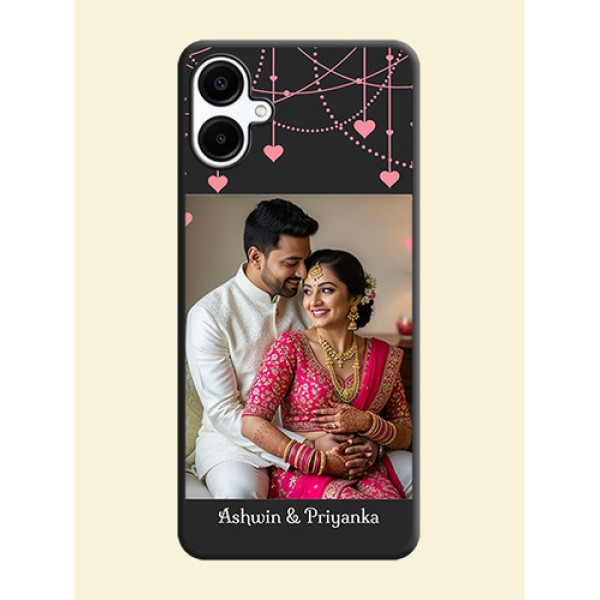 Pink Love Hangings with Text On Space Black Custom Soft Matte Mobile Back Cover - Galaxy M06 Pink Love Hangings with Text On Space Black Custom Soft Matte Mobile Back Cover - Galaxy M06