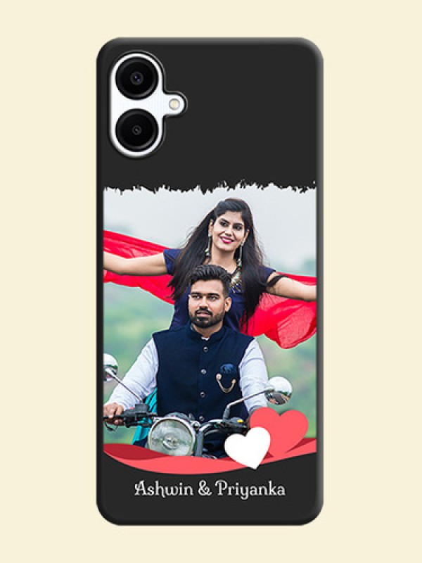 Pin Color Love Shaped Ribbon Design with Text On Space Black Custom Soft Matte Mobile Back Cover - Galaxy M06