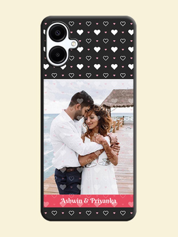 White Color Love Symbols with Text Design on Photo On Space Black Custom Soft Matte Mobile Back Cover - Galaxy M06
