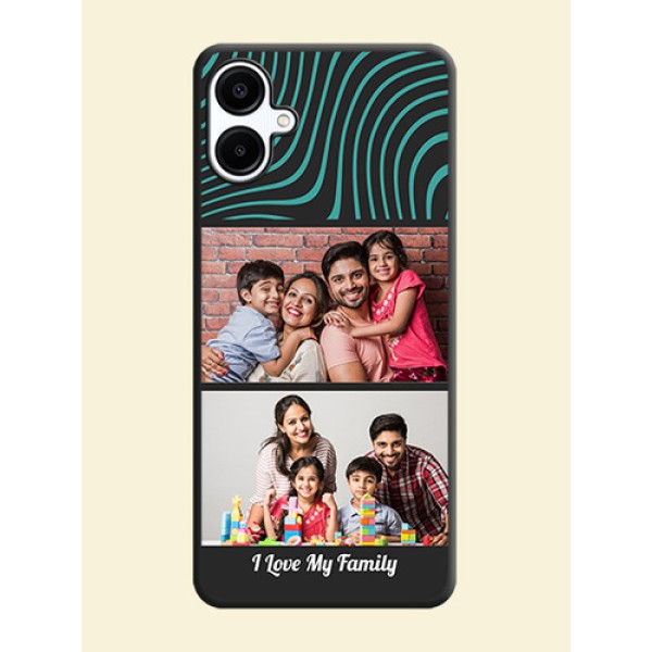 Wave Pattern with 2 Image Holder On Space Black Custom Soft Matte Mobile Back Cover - Galaxy M06 Wave Pattern with 2 Image Holder On Space Black Custom Soft Matte Mobile Back Cover - Galaxy M06