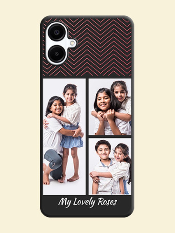 Wave Pattern with 3 Image Holder On Space Black Custom Soft Matte Mobile Back Cover - Galaxy M06