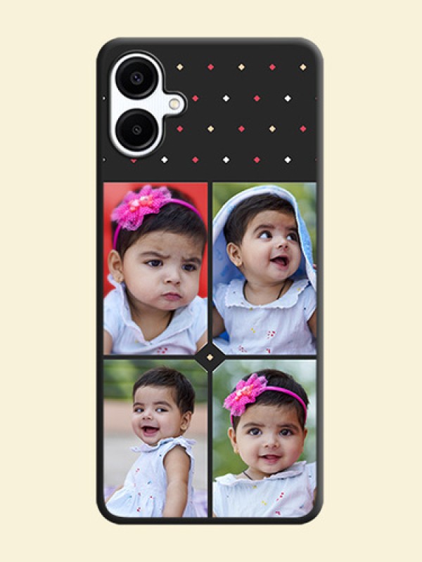 Multicolor Dotted Pattern with 4 Image Holder On Space Black Custom Soft Matte Mobile Back Cover - Galaxy M06