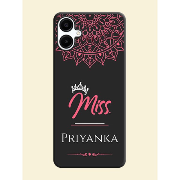 Mrs Name with Floral Design On Space Black Custom Soft Matte Mobile Back Cover - Galaxy M06 Mrs Name with Floral Design On Space Black Custom Soft Matte Mobile Back Cover - Galaxy M06