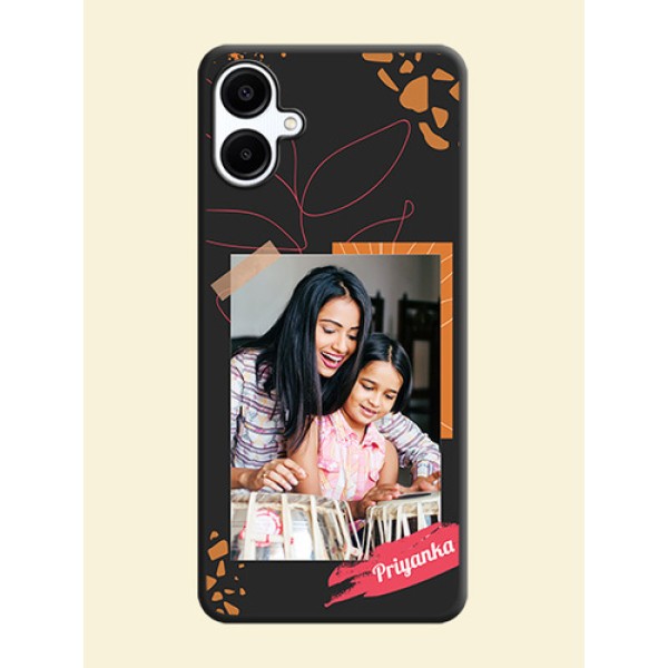 Orange Photo Frame On Space Black Custom Soft Matte Mobile Back Cover - Galaxy M06 Orange Photo Frame On Space Black Custom Soft Matte Mobile Back Cover - Galaxy M06
