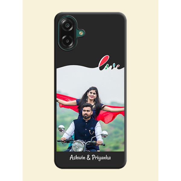Fall in Love Pattern with Picture on Photo On Space Black Custom Soft Matte Mobile Back Cover - Samsung Galaxy M07 Fall in Love Pattern with Picture on Photo On Space Black Custom Soft Matte Mobile Back Cover - Samsung Galaxy M07