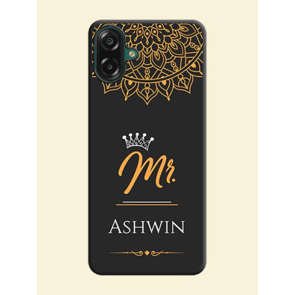 Mr Name with Floral Design On Space Black Custom Soft Matte Mobile Back Cover - Samsung Galaxy M07 Mr Name with Floral Design On Space Black Custom Soft Matte Mobile Back Cover - Samsung Galaxy M07