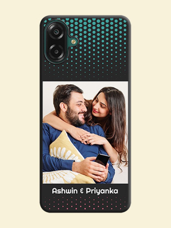 Faded Dots with Grunge Photo Frame and Text On Space Black Custom Soft Matte Mobile Back Cover - Samsung Galaxy M07