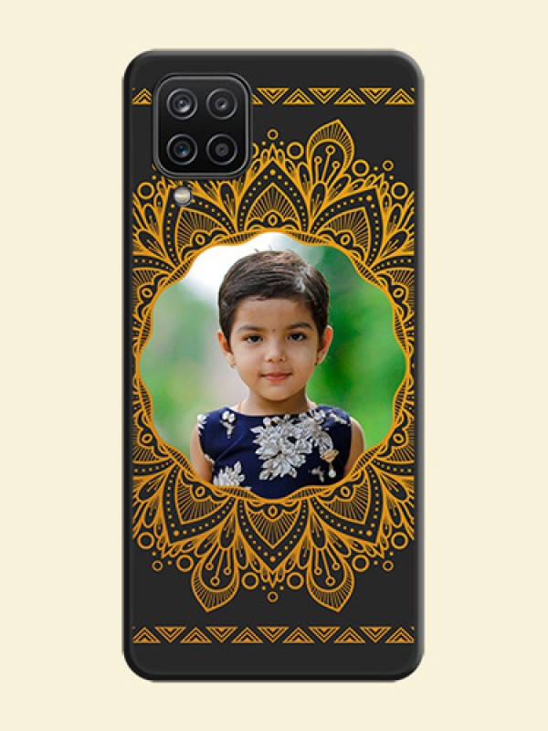 Round Image with Floral Design on Photo on Space Black Soft Matte Mobile Cover - Galaxy M12