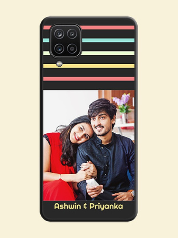 Color Stripes with Photo and Text on Photo on Space Black Soft Matte Mobile Case - Galaxy M12