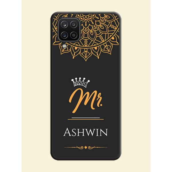 Mr Name with Floral Design on Personalised Space Black Soft Matte Cases - Galaxy M12 Mr Name with Floral Design on Personalised Space Black Soft Matte Cases - Galaxy M12