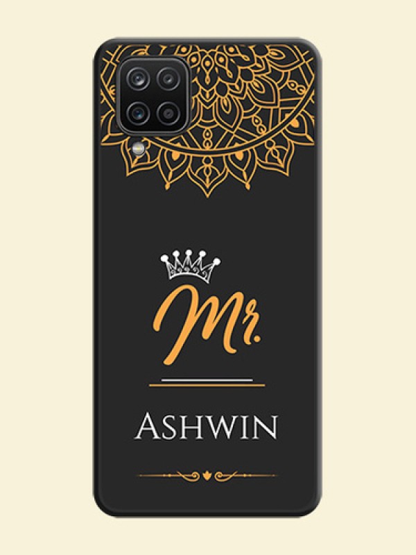 Mr Name with Floral Design  on Personalised Space Black Soft Matte Cases - Galaxy M12