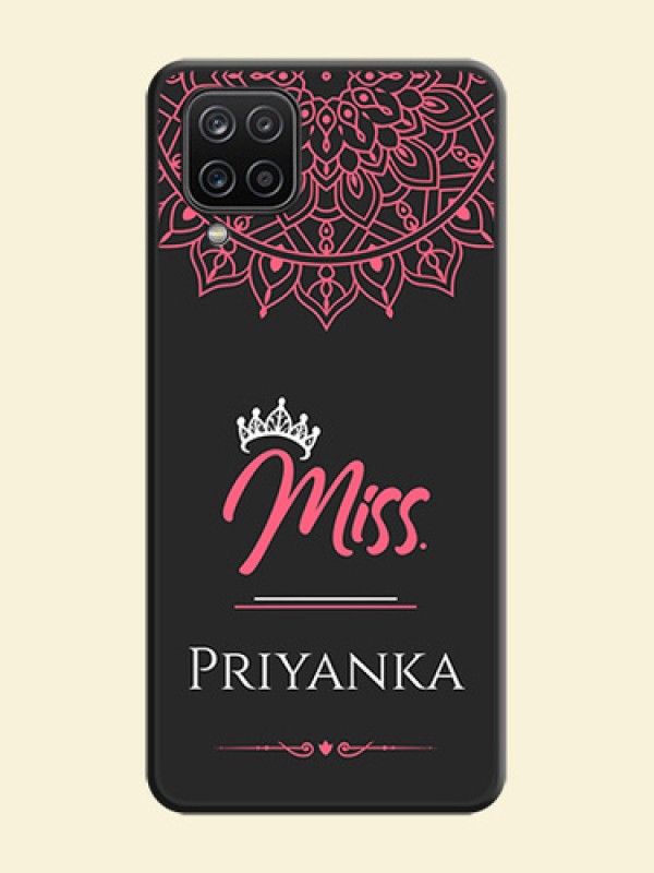 Mrs Name with Floral Design on Space Black Personalized Soft Matte Phone Covers - Galaxy M12