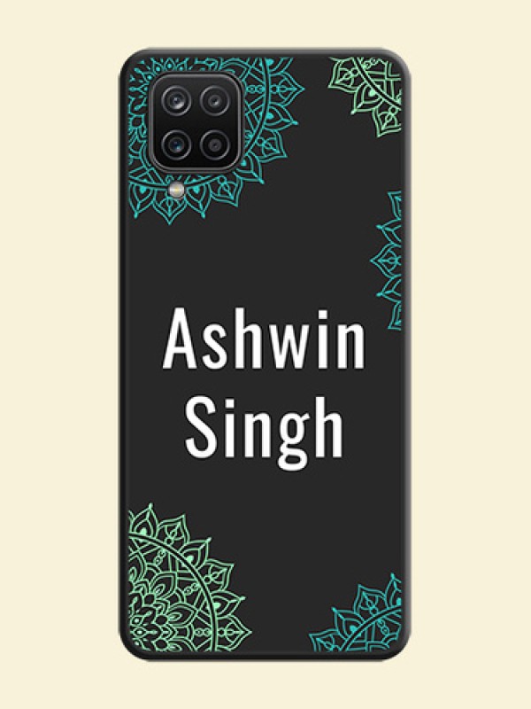 Your Name with Floral Design on Space Black Custom Soft Matte Back Cover - Galaxy M12