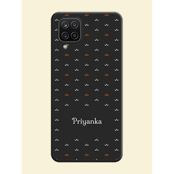 Simple Pattern With Custom Text On Space Black Personalized Soft Matte Phone Covers -Samsung Galaxy M12 Simple Pattern With Custom Text On Space Black Personalized Soft Matte Phone Covers -Samsung Galaxy M12