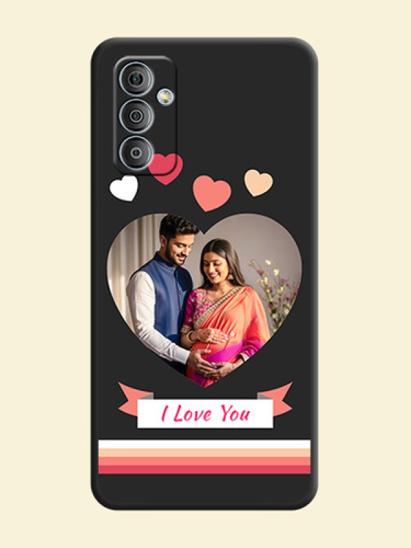 Love Shaped Photo with Colorful Stripes on Personalised Space Black Soft Matte Cases - Samsung Galaxy M13 4G