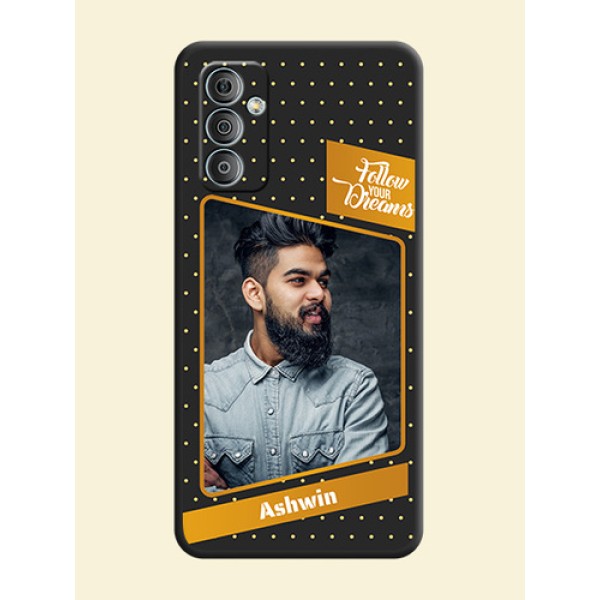 Follow Your Dreams with White Dots on Space Black Custom Soft Matte Phone Cases - Samsung Galaxy M13 4G Follow Your Dreams with White Dots on Space Black Custom Soft Matte Phone Cases - Samsung Galaxy M13 4G