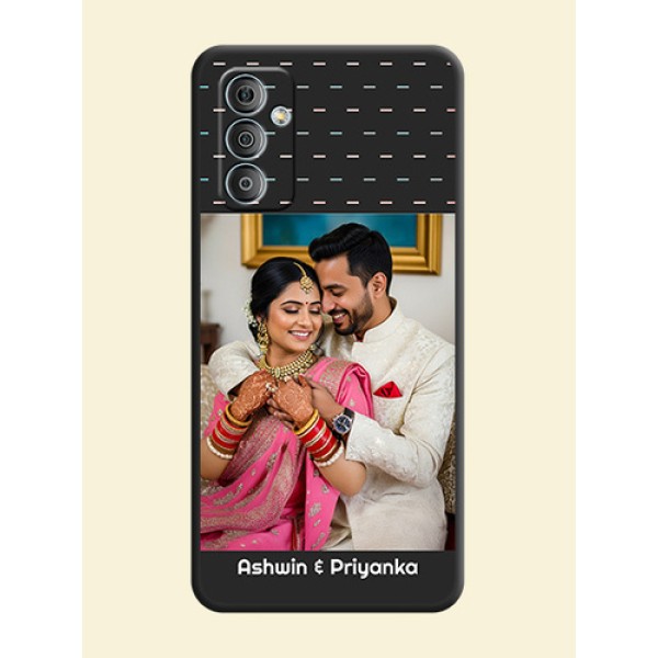 Line Pattern Design with Text on Space Black Custom Soft Matte Phone Back Cover - Samsung Galaxy M13 4G Line Pattern Design with Text on Space Black Custom Soft Matte Phone Back Cover - Samsung Galaxy M13 4G