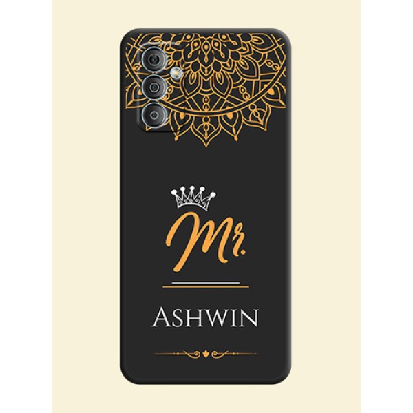 Mr Name with Floral Design on Personalised Space Black Soft Matte Cases - Samsung Galaxy M13 4G Mr Name with Floral Design on Personalised Space Black Soft Matte Cases - Samsung Galaxy M13 4G