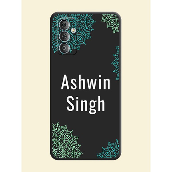 Your Name with Floral Design on Space Black Custom Soft Matte Back Cover - Samsung Galaxy M13 4G Your Name with Floral Design on Space Black Custom Soft Matte Back Cover - Samsung Galaxy M13 4G