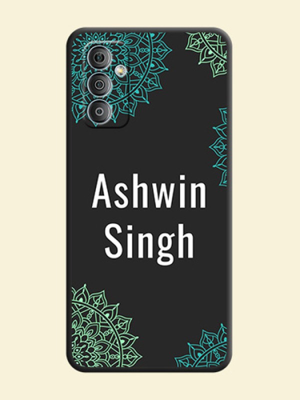 Your Name with Floral Design on Space Black Custom Soft Matte Back Cover - Samsung Galaxy M13 4G