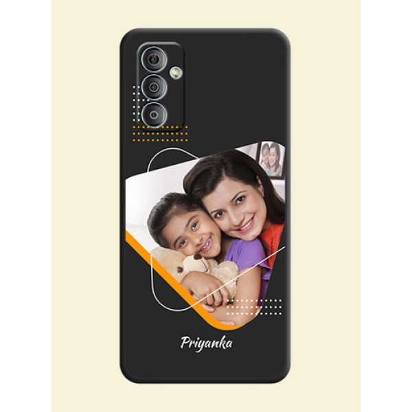 Yellow Triangle on Photo on Space Black Soft Matte Phone Cover - Samsung Galaxy M13 4G Yellow Triangle on Photo on Space Black Soft Matte Phone Cover - Samsung Galaxy M13 4G