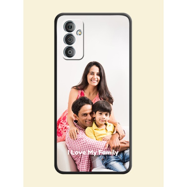 Full Single Pic Upload With Text On Space Black Personalized Soft Matte Phone Covers -Samsung Galaxy M13 4G Full Single Pic Upload With Text On Space Black Personalized Soft Matte Phone Covers -Samsung Galaxy M13 4G