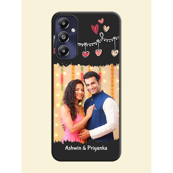 Pink Love Hangings with Name on Space Black Custom Soft Matte Phone Cases - Galaxy M14 4G Pink Love Hangings with Name on Space Black Custom Soft Matte Phone Cases - Galaxy M14 4G