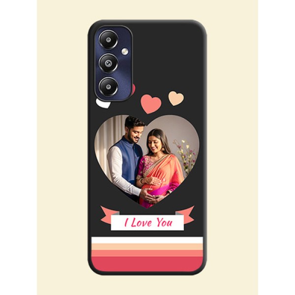 Love Shaped Photo with Colorful Stripes on Personalised Space Black Soft Matte Cases - Galaxy M14 4G Love Shaped Photo with Colorful Stripes on Personalised Space Black Soft Matte Cases - Galaxy M14 4G