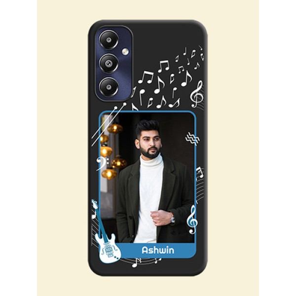 Musical Theme Design with Text - Photo on Space Black Soft Matte Mobile Case - Galaxy M14 4G Musical Theme Design with Text - Photo on Space Black Soft Matte Mobile Case - Galaxy M14 4G