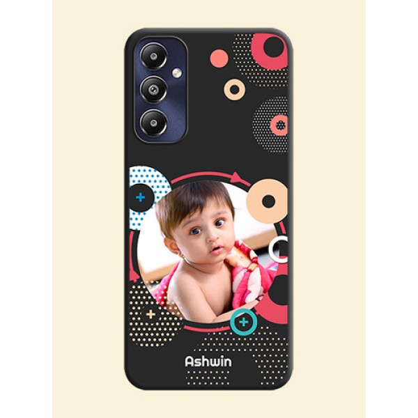 Multicoloured Round Image on Personalised Space Black Soft Matte Cases - Galaxy M14 4G Multicoloured Round Image on Personalised Space Black Soft Matte Cases - Galaxy M14 4G