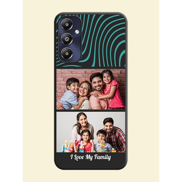 Wave Pattern with 2 Image Holder on Space Black Personalized Soft Matte Phone Covers - Galaxy M14 4G Wave Pattern with 2 Image Holder on Space Black Personalized Soft Matte Phone Covers - Galaxy M14 4G