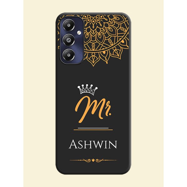 Mr Name with Floral Design on Personalised Space Black Soft Matte Cases - Galaxy M14 4G Mr Name with Floral Design on Personalised Space Black Soft Matte Cases - Galaxy M14 4G